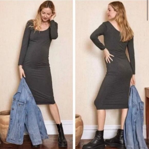 Hatch Dresses & Skirts - The Longsleeve Body Dress Hatch Maternity Bamboo Viscose Size Small Gray